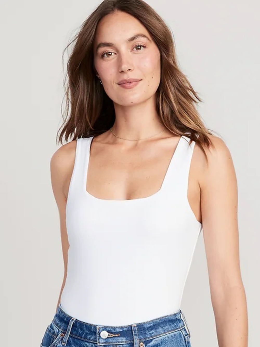 Old Navy White Square Neck Stretch Bodysuit